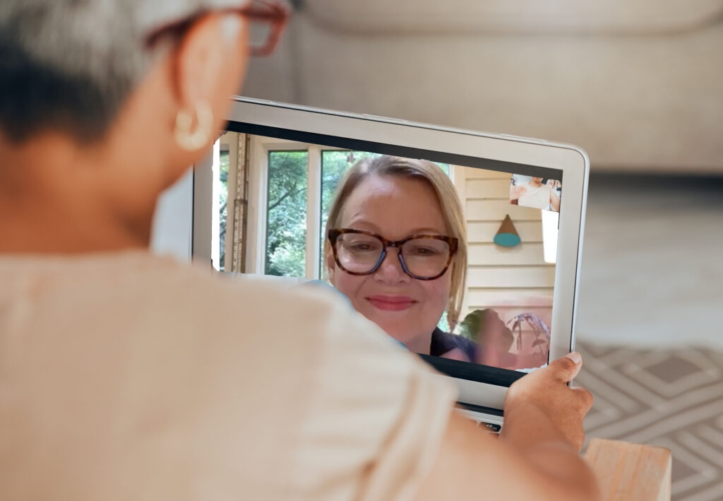 Telehealth, covid and tablet with doctor and patient for consulting, checkup or conversation for health, advice or talk. Healthcare, medical professional or senior woman video call, help or in lounge